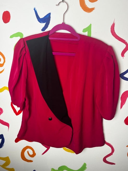 Pink blouse w/black lapel