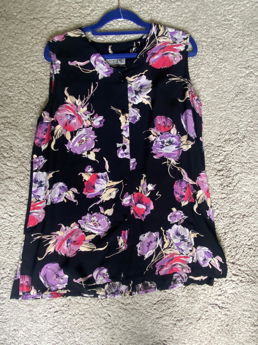 Black floral sleeveless top